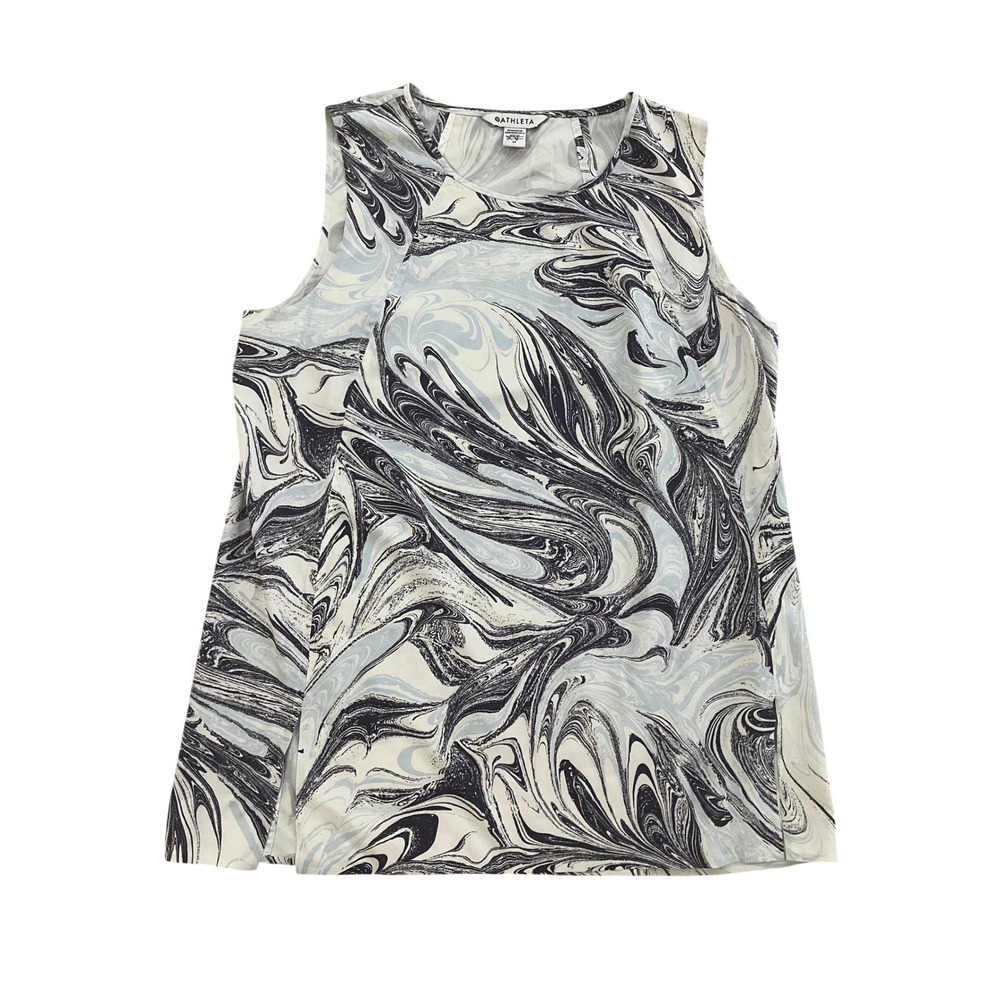 Athleta Refined Zephyr Tank Top Blue White Marble Print Sleeveless Medium